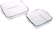 Set di Piatti Quadrati in Vetro - 2 pezzi - 31,5 x 28 x 6 cm