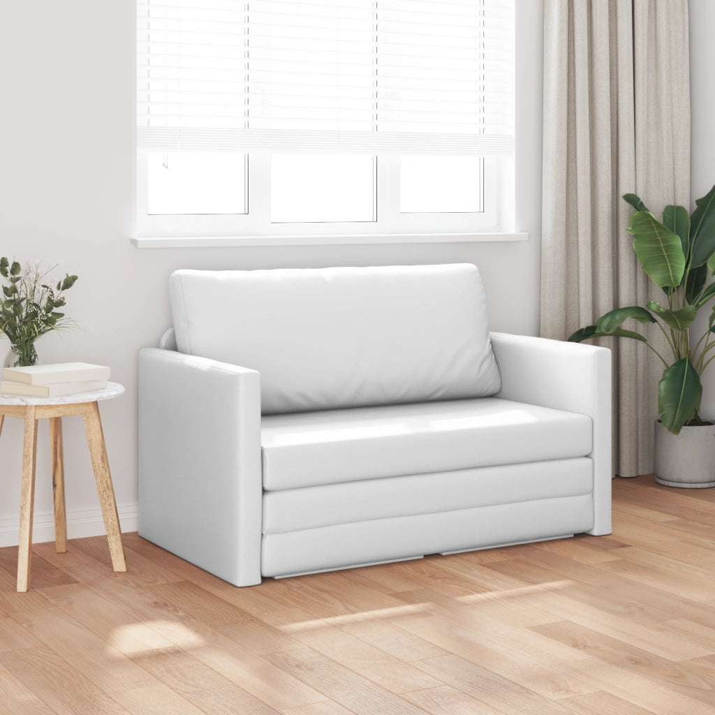 Divano Letto a Pavimento 2-in-1 Bianco 124x71x78 cm Pelle Artificiale