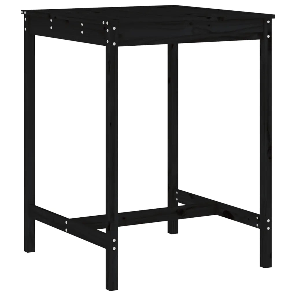 Set Bar da Giardino 3 pz Nero in Legno Massello di Pino 3157797