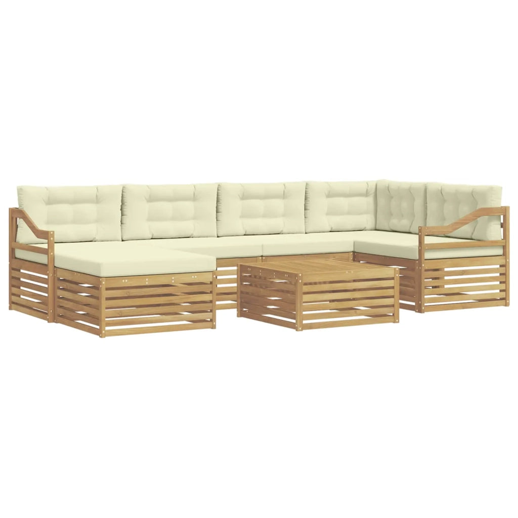 Set di divani da esterno 7 pz Bianco e Crema 3390820