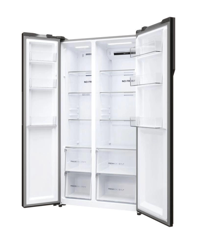 Haier HSR5918DNMP Serie 5 Frigorifero Side-by-Side 528 L Altezza 1775 cm Classe Energetica D Total No Frost Display Touch e Funzione Super Cooling Colore Platinum Inox