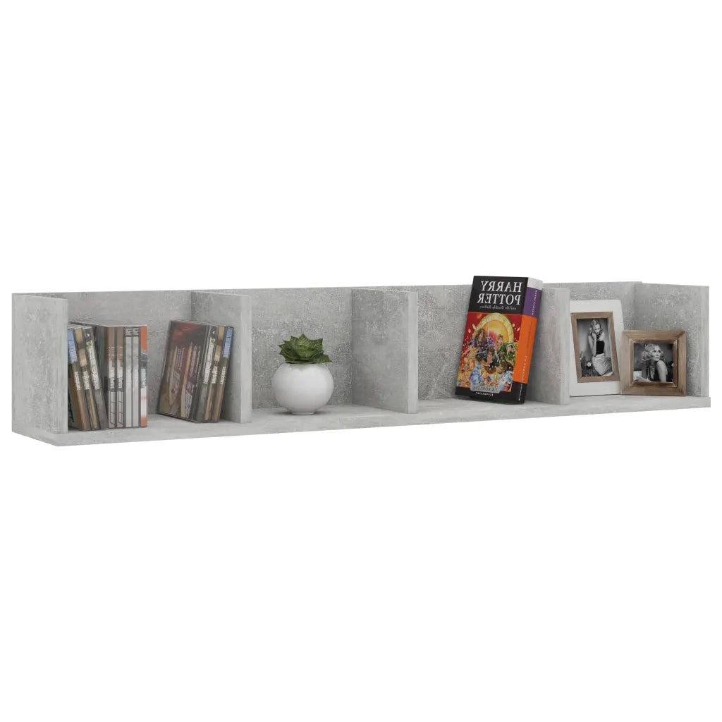 Mensola | Ripiano | Scaffale Porta CD Grigio Cemento 100x18x18 cm Legno Multistrato