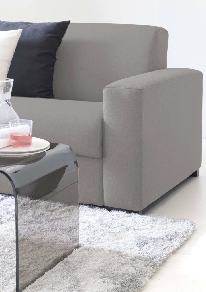 Divano fisso Malachite, Divano a 2 posti, Made in Italy, SofÒ  Soggiorno, in tessuto imbottito, con Braccioli slim, cm 160x95h90, Grigio