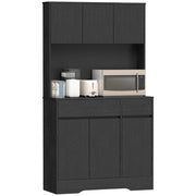 Mobile buffet da cucina con piano di lavoro ¨C Xylo ¨C 6 ante, ripiani, nero