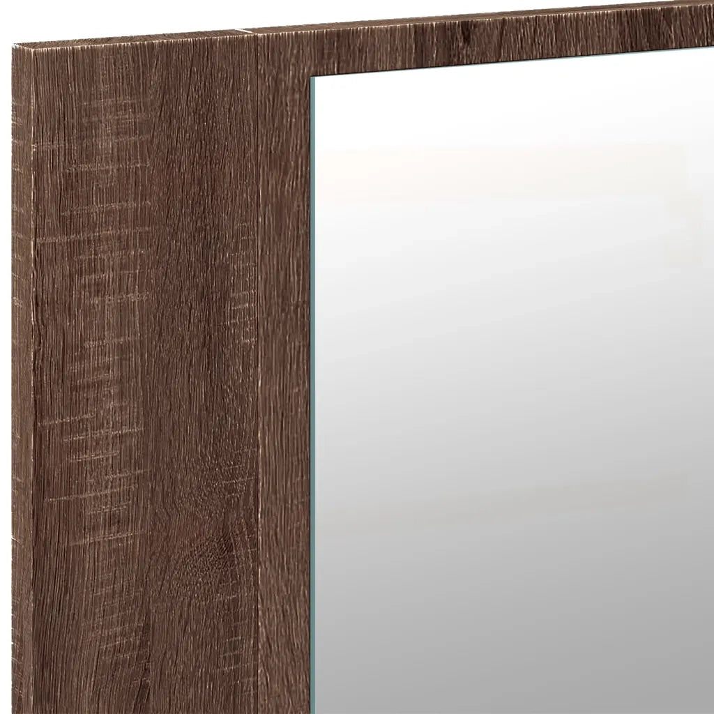 Armadietto Specchio con LED Rovere Marrone 90x12x45cm Acrilico 834969