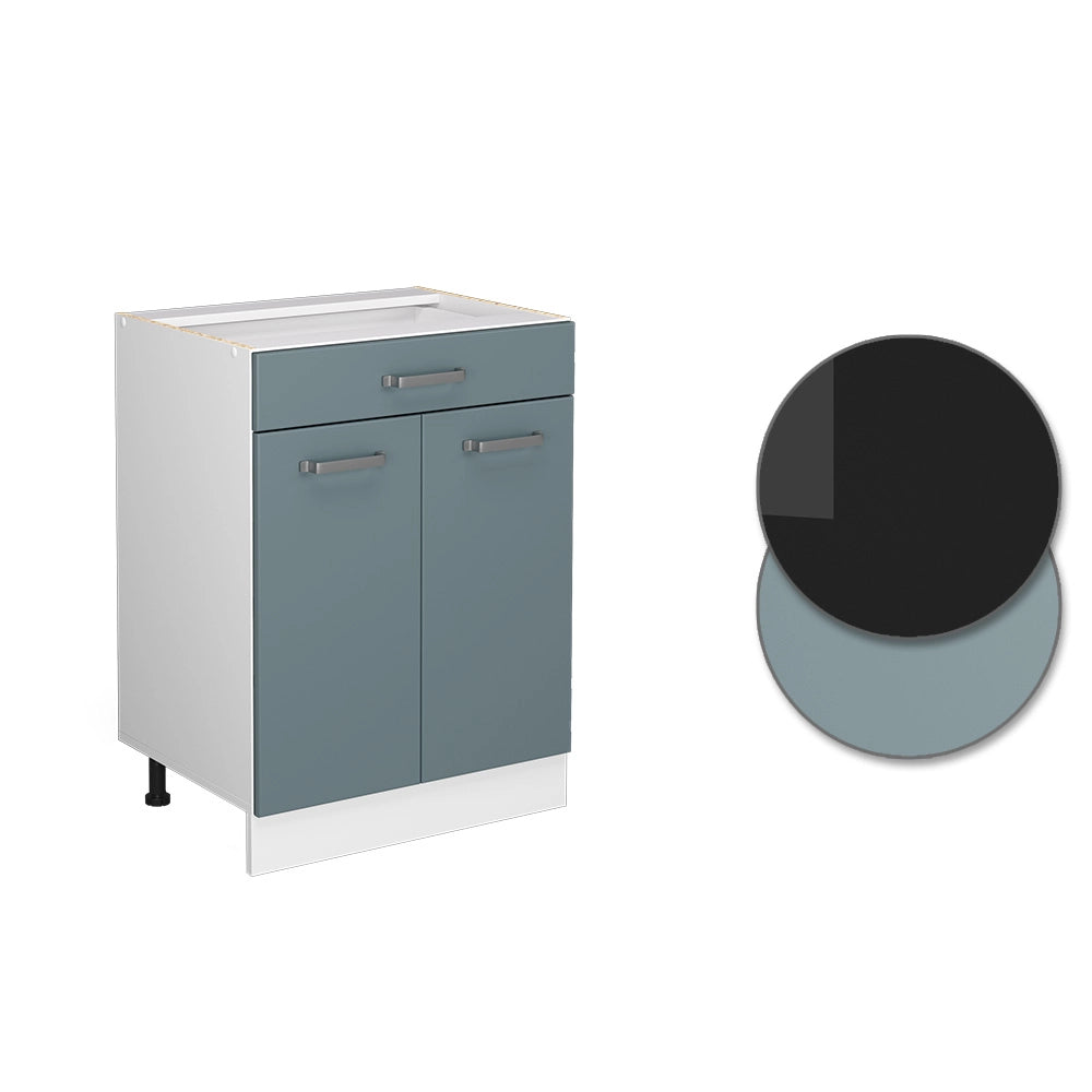 Vicco Mobiletto base per cucina Grigio-blu 60 cm con cassetto, senza piano di lavoro