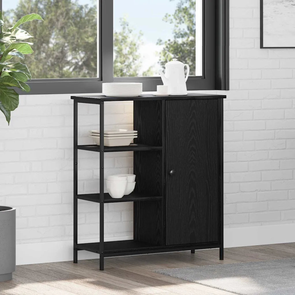 Credenza | Madia | Buffet da pranzo | Armadio da pranzo Rovere Nero 70 x 30 x 80 cm