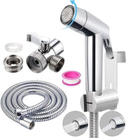 Set di douchetta per bambino in ABS con maniglia in cromato, completo di set di getto per asciugamano, con connessione idraulica e attacco per appendere al water o alla parete.