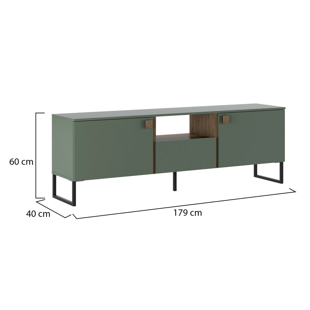 Muravera, Mobile Porta tv un Cassetto, 179x40x60h cm Verde