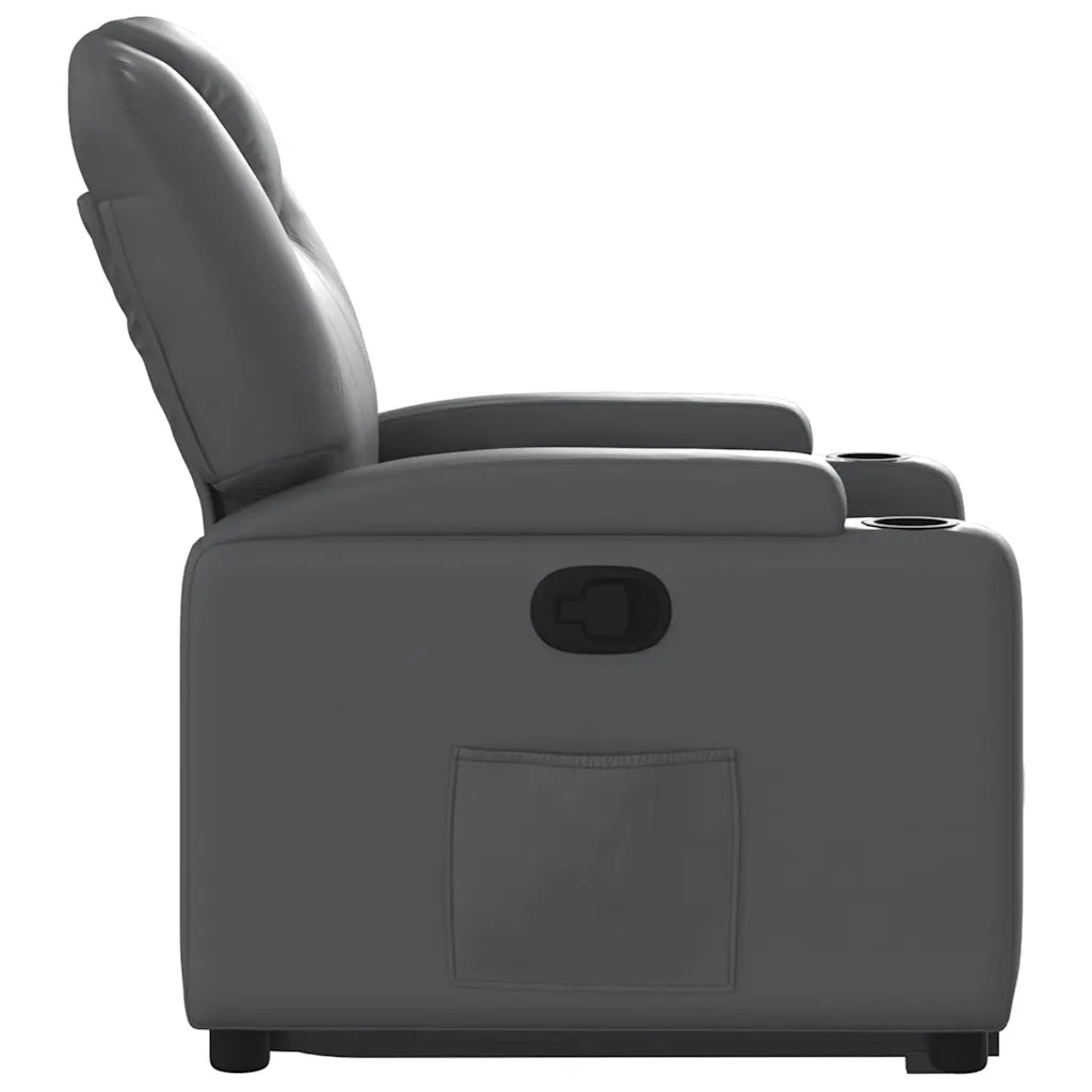Poltrona | Sedia Relax Alzapersona Reclinabile Grigio in Similpelle