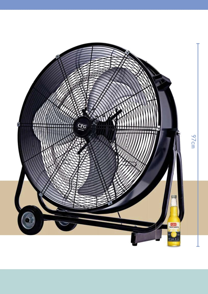 Ventilatore Industriale Carrellato URAGANO 82 82 cm 124W 3 Velocità con Rotelle e Maniglia – Potente e Professionale per Officine e Magazzini