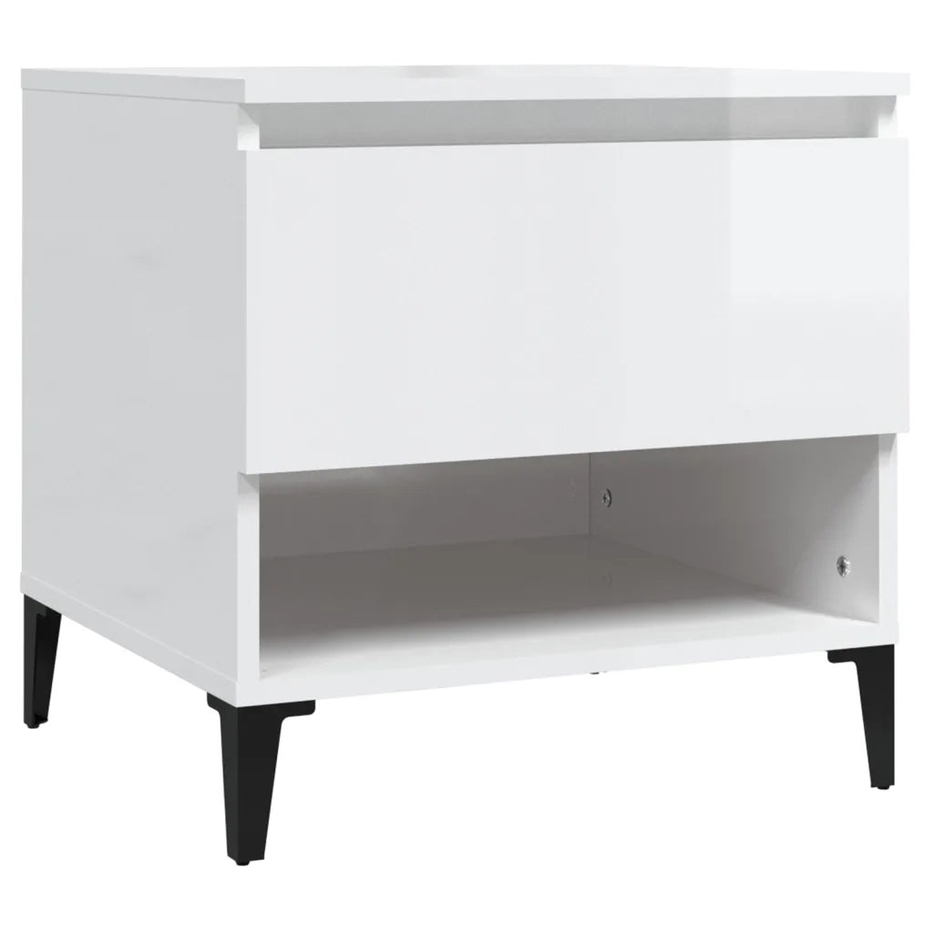 Tavolini 2pz Bianco Lucido 50x46x50 cm in Legno Multistrato 819553