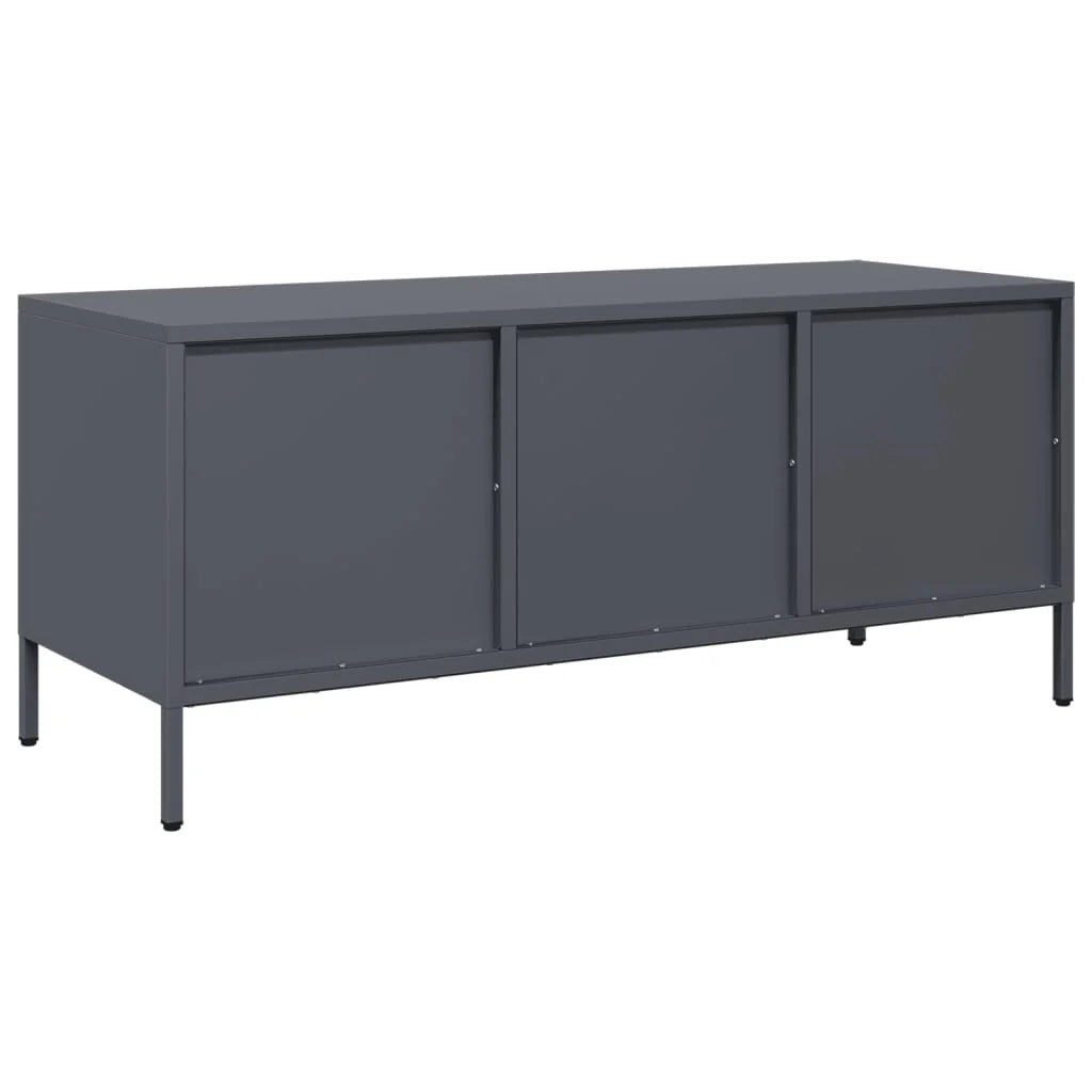 Mobile TV multimediale scaffale TV credenza mobile TV sala da pranzo soggiorno camera da letto 101,5 x 39 x 43,5 cm acciaio laminato a freddo antracite 02_0026387