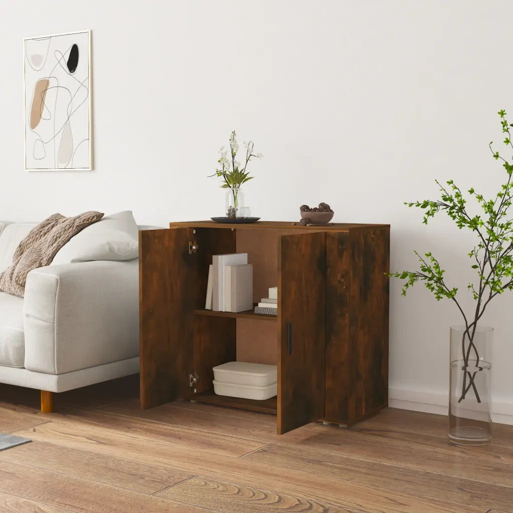 Credenza | Madia | Buffet da pranzo | Armadio da pranzo Rovere Fumo 80x33x70 cm in Legno Multistrato
