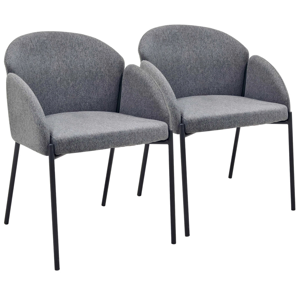 Set di 2 sedie in acciaio e tessuto grigio antracite