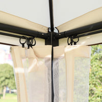 Dondolo a 3 Posti Gazebo Divano Letto con Zanzariera Beige