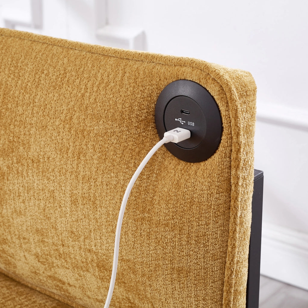 POLTRONA letto pieghevole 2 in 1 USB Type-C in velluto giallo