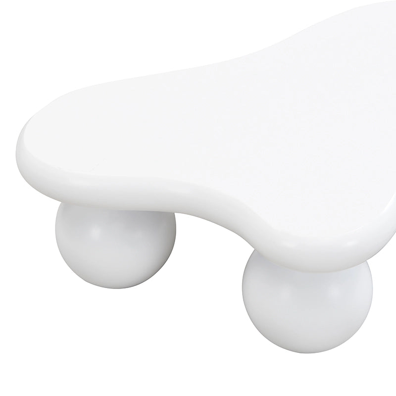 Tavolino da caffè 95x62.5x32 cm; luce LED a 16 colori; design a nuvola; MDF bianco