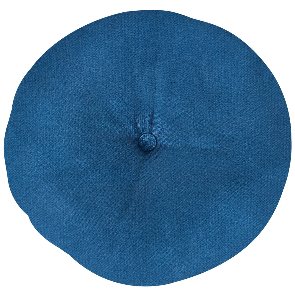 Divano 3 posti in velluto blu navy con capitonné borchie cuscini e braccioli arrotondati glam