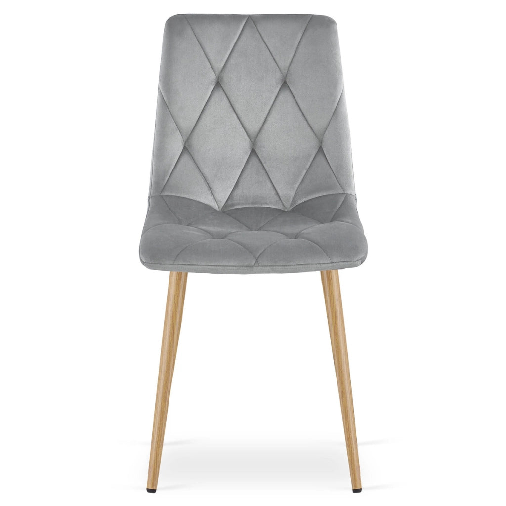 Set di 2 sedie Libra in velluto grigio chiaro e metallo effetto legno