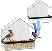 Casa per uccelli 2-pack con finestra trasparente, casa per uccelli con finestra in acrilico, casa per uccelli per uccelli selvatici, uccelli blu, vespri, cardinale, 15 × 15 × 6,3 cm, 3 beccucci