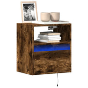 vidaXL Mobili TV a Parete con Luci LED 2pz Rovere Fumo 41x31x45 cm