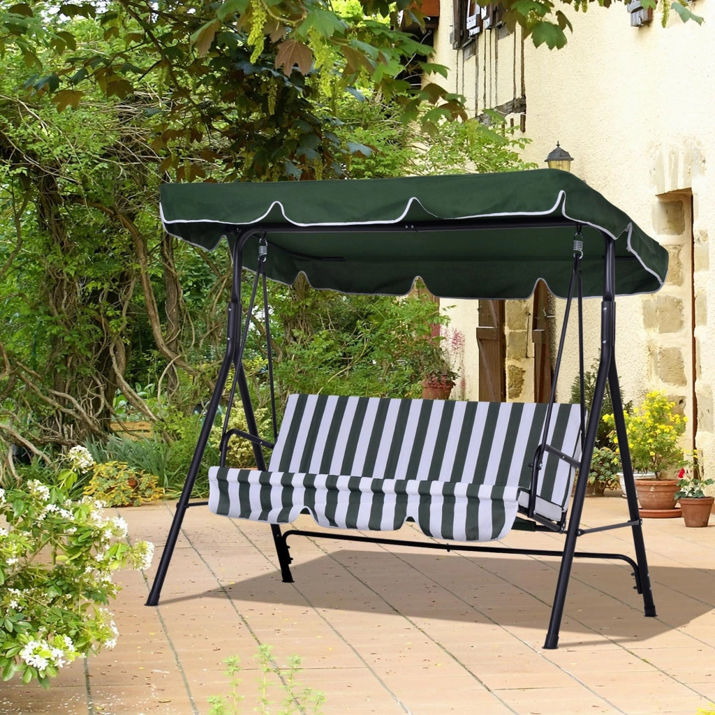 Dondolo da Giardino 3 Posti con Cuscini e Tettuccio ¨C Zephmum ¨C Verde 172x110x153 cm