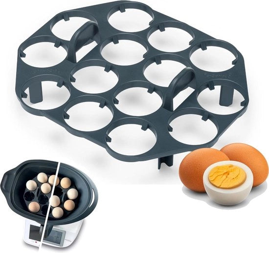 Egg cooker support per Thermomix - Egg holder fino a 14 uova - Accessori per Thermomix TM6 TM5 TM31 - Conforme a MC Smart Connect - CucinaOra eggFUSION