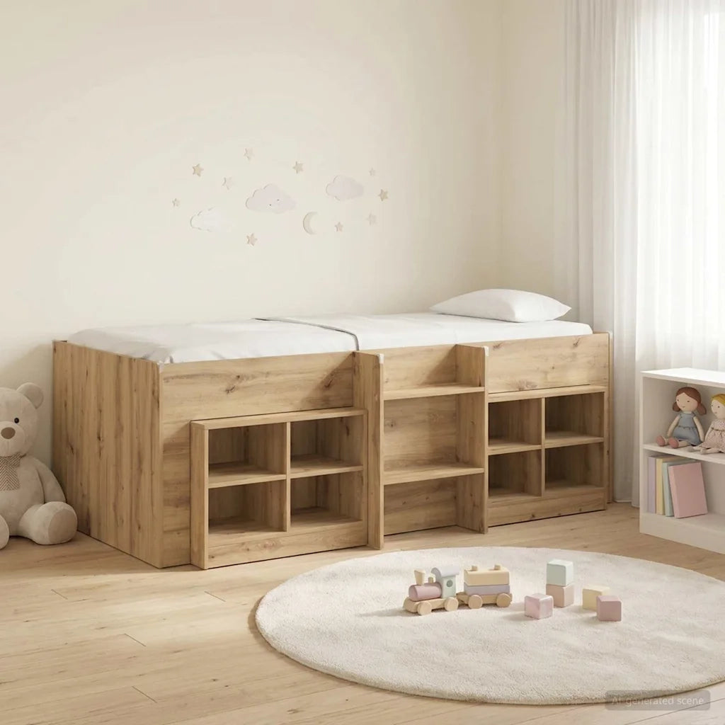 Struttura Letto Loft con Mobile 3 pz Rovere Artigianale 3423413