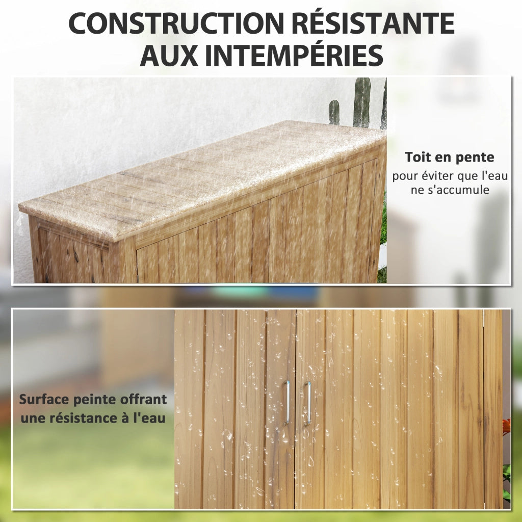 Armadio da giardino in legno con tetto inclinato ¨C zephmum ¨C marrone 110x50x85 cm