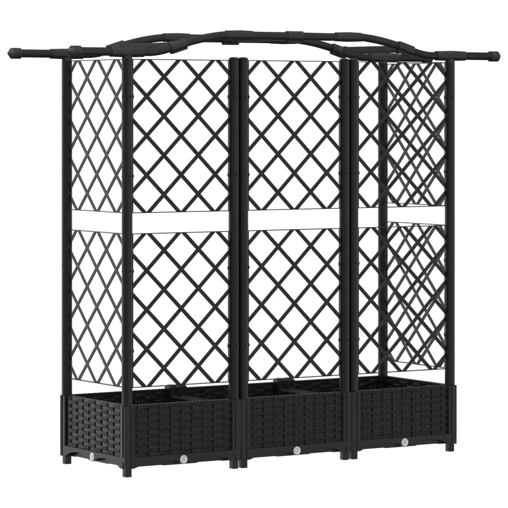 Letto Rialzato con Griglia e Tetto Nero 163 x 40 x 126 cm PP 42032534