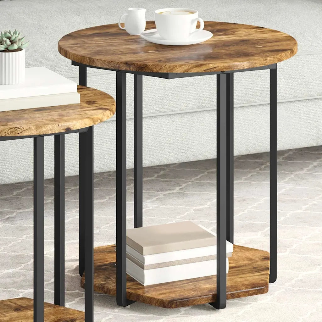 Set tavolini con lo scaffale 2 pcs Marrone 869716