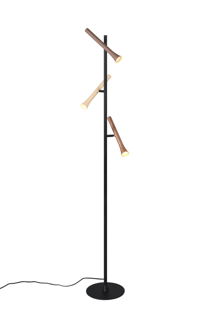Lampada da terra FIATO Trio LED CCT nera/bronzo 150cm
