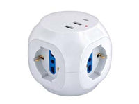 MULTIPRESA CUBO DA TAVOLO 3 BIPASSO/SCHUKO + 2 USB + 1 USB-C - 1 pezzi SYNTESY