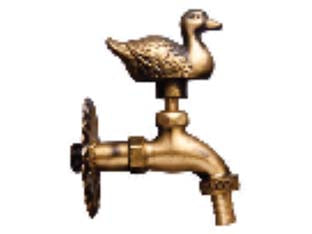 RUBINETTO ARTISTICO IN OTTONE ORO ANTICATO CON PAPERO- - attacco M1/2 - raccordo terminale M 3/4 - 1 pezzi VETTE