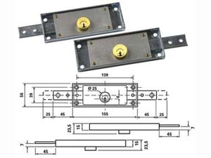 SERRATURA PER SERRANDA LATERALE A CILINDRO TONDO FISSO 1600- - DX-SX accoppiate (C-1625) - 1 coppia POTENT