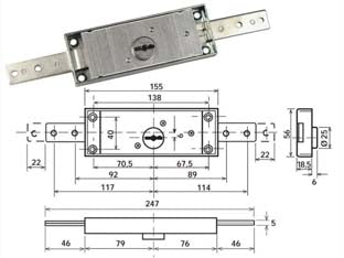 SERRATURA DOPPIA MAPPA PER SERRANDA CENTRALE 1600- - (1600) - 1 pezzi POTENT
