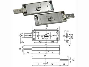 SERRATURA DOPPIA MAPPA PER SERRANDA LATERALE 1600- - DX-SX accoppiate KA con 3 chiavi (1625KA) - 1 coppia POTENT