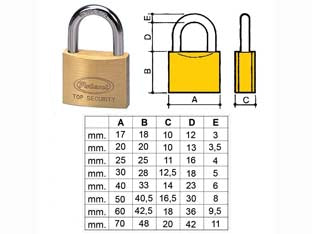 LUCCHETTO OTTONE ARCO NORMALE 2700- - mm.40 (2740) - 12 pezzi POTENT