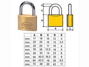 LUCCHETTO OTTONE ARCO NORMALE 2700- - mm.40 KA (2740KA) - 12 pezzi POTENT