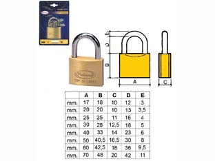 LUCCHETTO OTTONE ARCO NORMALE 2700 IN BLISTER- - mm.17 (2715B) - 12 pezzi POTENT