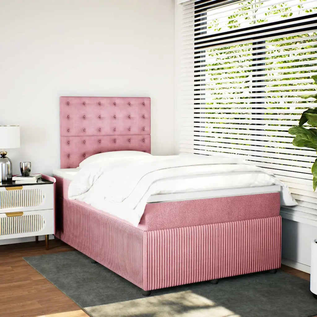 Giroletto a Molle con Materasso Rosa 120x200 cm in Velluto 3292327