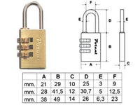 LUCCHETTO A COMBINAZIONE- - mm.20 - 3 combinatori (9020CO) - 2 pezzi POTENT