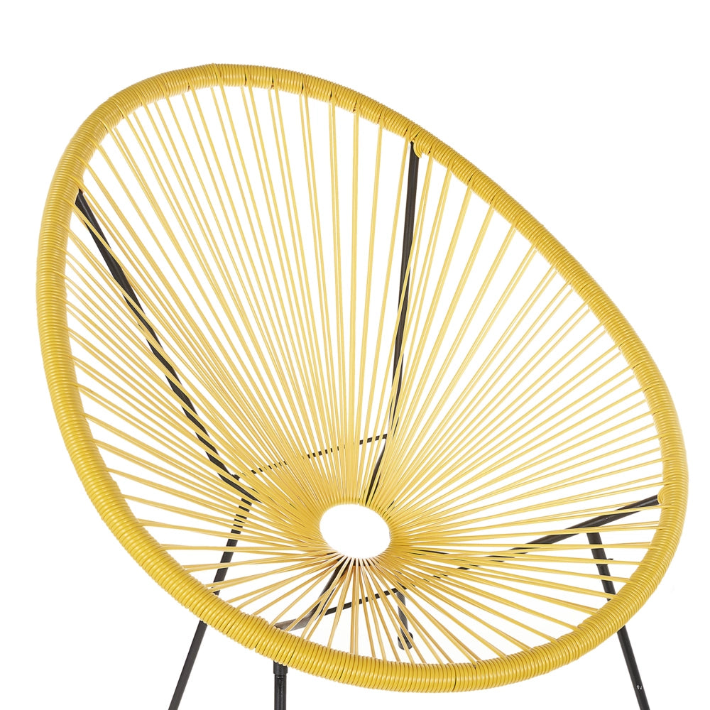 Set di 2 Sedie da Giardino Giallo Rattan Sintetico Papasan Modern