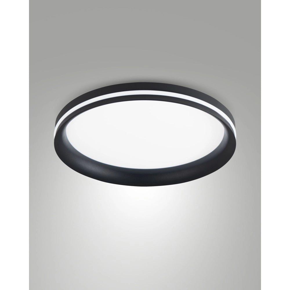 Isy - Applique da soffitto a LED in alluminio Fabas Luce - Led integrato 52W IP20 Nera