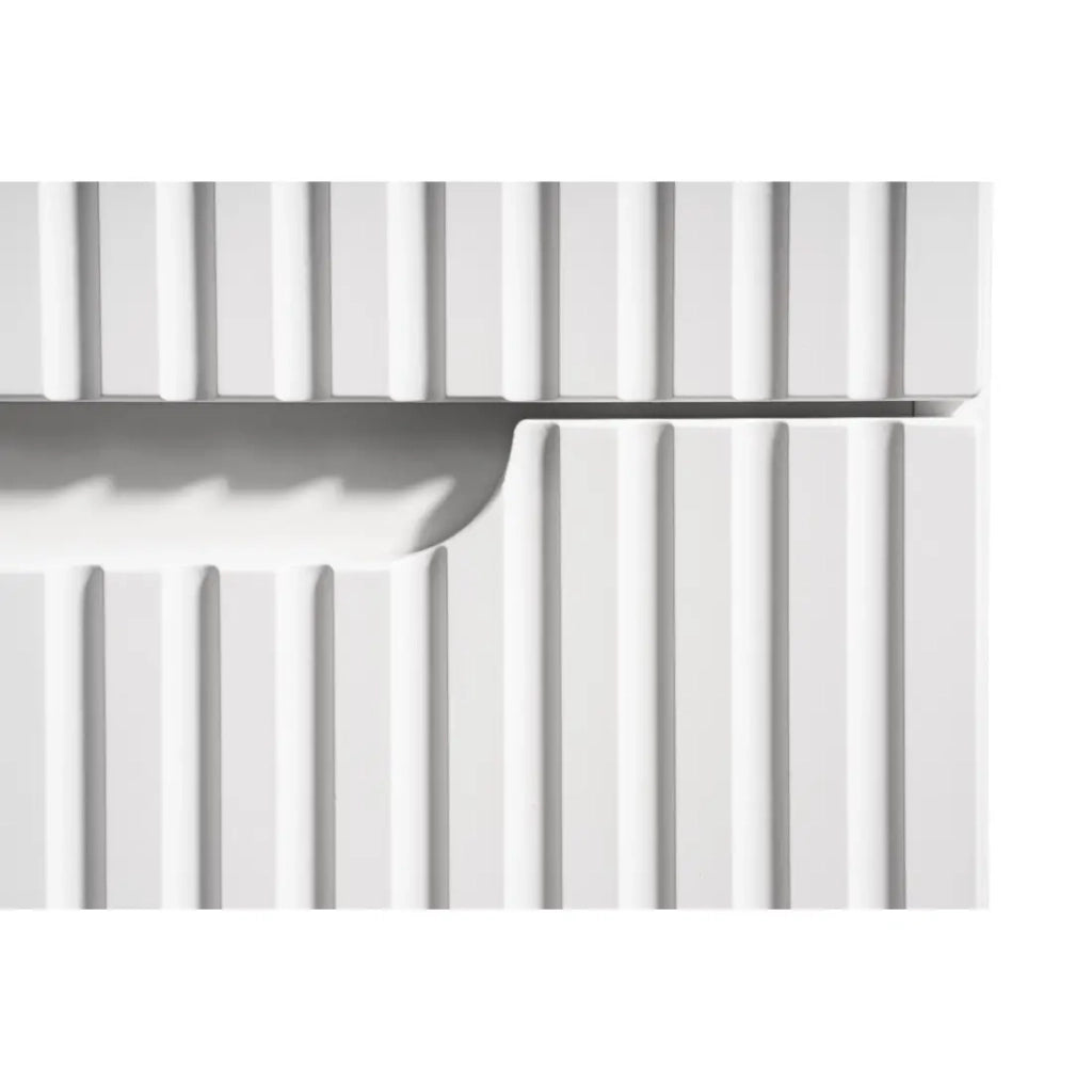 Set bagno sospeso VANO bianco 60cm: mobile sottolavabo con cassetti scanalati + lavabo incassato bianco