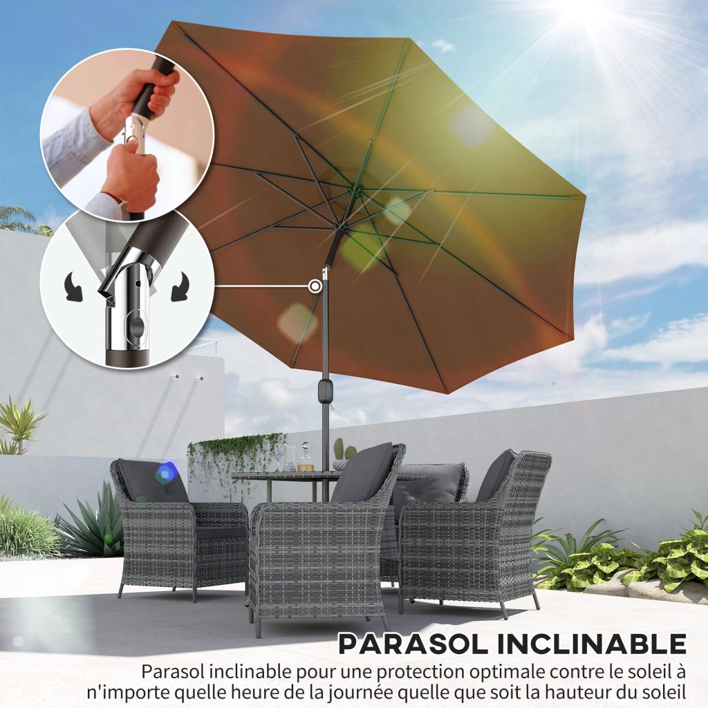 Ombrellone da giardino inclinabile 3 m ¨C zephmum ¨C tondo metallo poliestere marrone