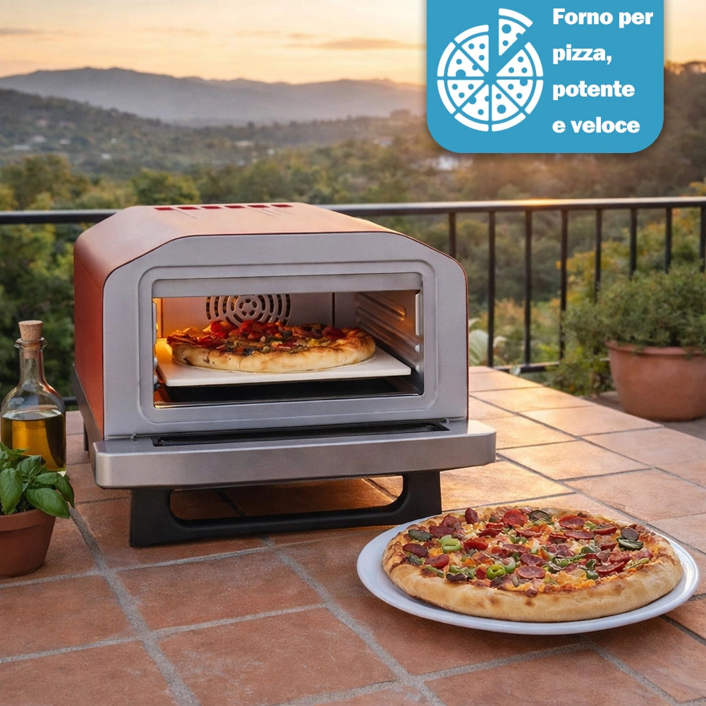 Forno Pizza Multifunzione con Pietra Refrattaria e Griglia Funzione Grill 1700W