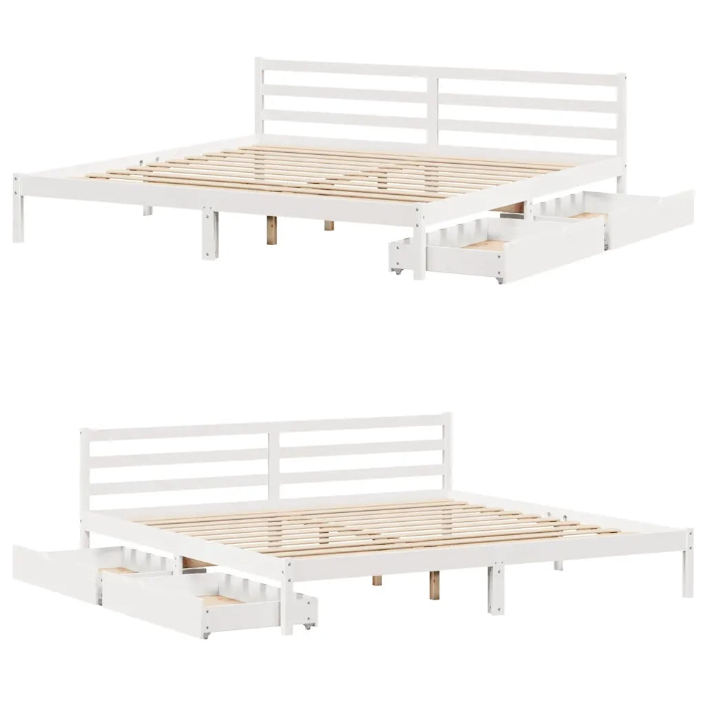 Giroletto senza Materasso Bianco 200x200 cm Legno Massello Pino