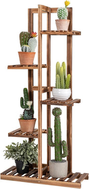 Porta Piante di Legno con 5/6 Livelli, Scaffale per Fiori, Scaffale Angolare per Piante, Scaffale Multiuso, Porta Fiori per Interno ed Esterno per Salone e Balcone (5 livelli)